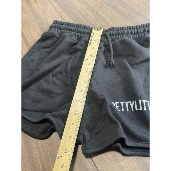PrettyLittleThing Black Branded High Waist Runner Shorts Womens Size Medium - Picture 8 of 9